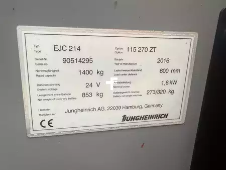 Hochhubwagen 2016  Jungheinrich EJC 214 Baujahr 2016 HH 2700 MIt Waage (8)