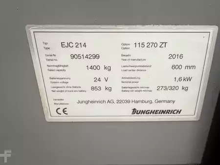 Hochhubwagen 2016  Jungheinrich EJC 214 Baujahr 2016 HH 2700 MIt Waage (8)