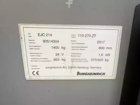 Hochhubwagen 2017  Jungheinrich EJC 214 Baujahr 2017 HH 2700 Akku 2016 (5)