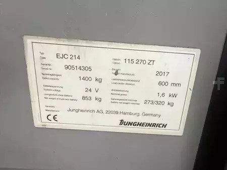 Hochhubwagen 2017  Jungheinrich EJC 214 Baujahr 2017 HH 2700 Akku 2016 (9)