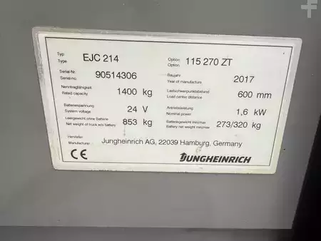 Hochhubwagen 2017  Jungheinrich EJC 214 Baujahr 2017 HH 2700 Akku 2016 (8)