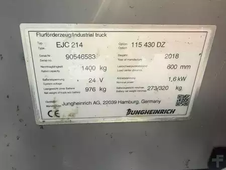 Hochhubwagen 2018  Jungheinrich EJC 214 Baujahr 2018Hubhöhe 4300 Ladegerät integriert (4)