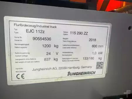 Hochhubwagen 2018  Jungheinrich EJC 112z Baujahr 2018 Hubhöhe 2900 Akku 2018 (8)
