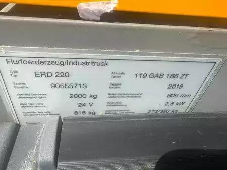 Hochhubwagen 2018  Jungheinrich ERD 220 Baujahr 2018 / Hubhöhe 1660 Stunden 2350 (9)