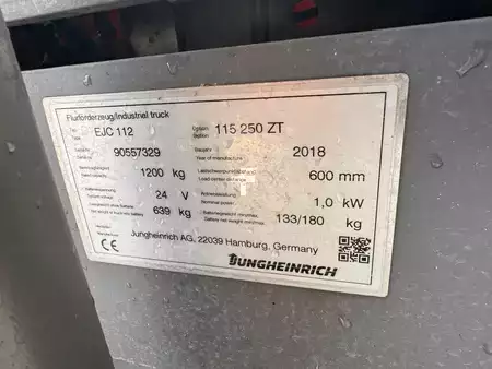 Stapelaars 2018  Jungheinrich EJC 112 Baujahr 2018 HH 2,5M /4163 Std./ (3)