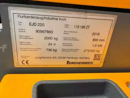 Hochhubwagen 2018  Jungheinrich EJD 220 Baujahr 2018 Stunden2780  HH 1660 (5)