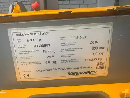 Ledstaplare gå 2019  Jungheinrich EJD 118 Baujahr 2019 Stunden 2002 HH 2010 (6)
