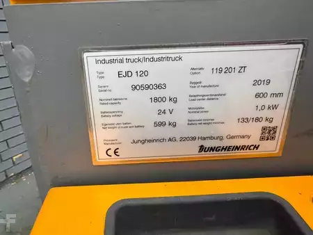 Ruční vysokozdvižný vozík 2019  Jungheinrich EJD 120 Baujahr 2019 Stunden 1661 HH 2010 (4)