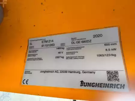 Schubmaststapler 2020  Jungheinrich ETM 214 Baujahr 2020 / HH 6800 TOP ZUSTAND (6)