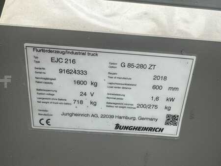 Magasemelésű béka 2018  Jungheinrich EJC 216 Baujahr 2018 Stunden 788 / Duplex / NEUWERTIG (7)