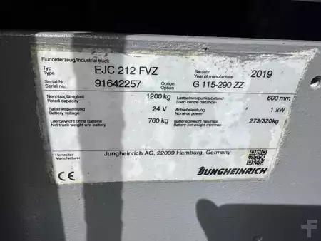 Wózek wysokiego podnoszenia 2019  Jungheinrich EJC 212 Baujahr 2019 Hubhöhe 2900 Ladegerät Integriert (9)