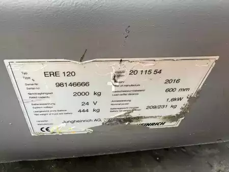 Låglyftare El 2016  Jungheinrich ERE 120 Baujahr 2016 Akku 2016 Gabellänge 1150 (5)