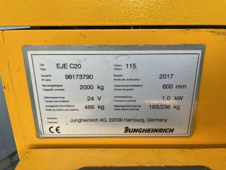 Transpaleta eléctrica 2017  Jungheinrich EJE C 20 Baujahr 2017 Stunden 3944 Akku 2019 (5)