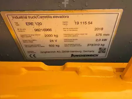 El-pallevogn 2018  Jungheinrich ERE 120 Baujahr 2018 Akku 2018 Gabellänge 1150 (4)