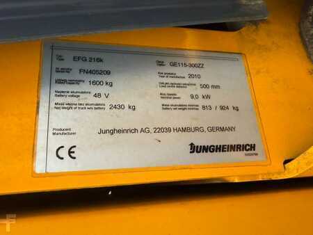 Elektro 3 Rad 2010  Jungheinrich EFG 216k Baujahr 2010/ Stunden 2989/ Vollkabine (7)