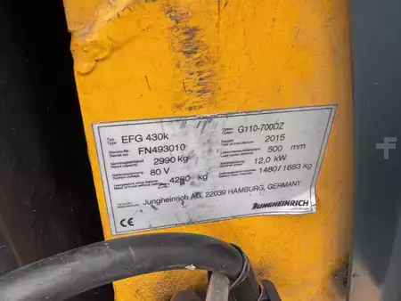Elektryczne 4-kołowe 2016  Jungheinrich EFG 430k Baujahr 2015/ Stunden 6787 Akku 2021 (6)