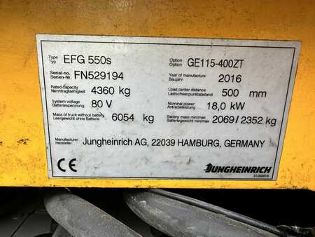 Elektromos 4 kerekű 2016  Jungheinrich EFG 550s Baujahr 2016/ Stunden 9660 Akku 2016 (7)