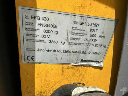 Eléctrica de 4 ruedas 2017  Jungheinrich EFG 430 Baujahr 2017 Stunden 14607 Kabine / Schubgabel (8)