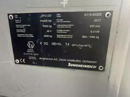 Elektro 3 Rad 2017  Jungheinrich EFG 220 Baujahr 2017 Hubhöhe 6000 Explosionsgeschützt (6)