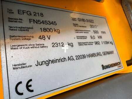 El truck - 3 hjulet 2017  Jungheinrich EFG 218 Baujahr 2017/ Stunden 7138 HH 3100 (7)