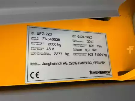 Elektro 3 Rad 2017  Jungheinrich EFG 220 Baujahr 2017 / Stunden 15216 Akku 2021 (8)