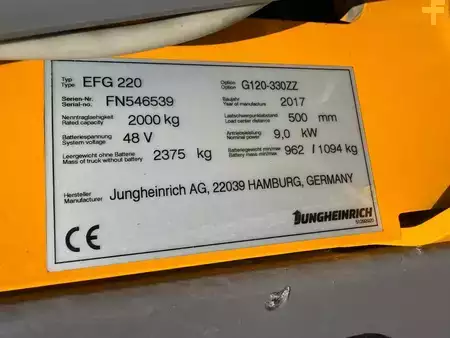 Elektro 3 Rad 2017  Jungheinrich EFG 220 Baujahr 2017 / Stunden 14339 Akku 2018 (10)