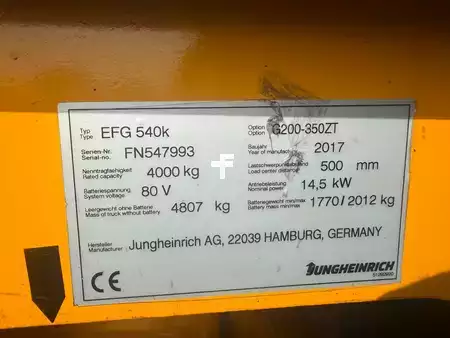 Eléctrica de 4 ruedas 2017  Jungheinrich EFG 540ks Baujahr 2017/Stunden 4080 Akku Neu 2026 (6)