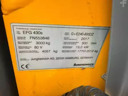 Eléctrico - 4 rodas 2017  Jungheinrich EFG 430s Baujahr 2017/ Stunden 2676 HH 6000 (6)