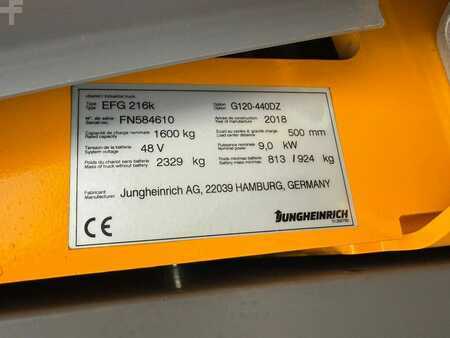 Elektro 3 Rad 2018  Jungheinrich EFG 216k Baujahr 2018 / Stunden 2202 HH 4400 (8)