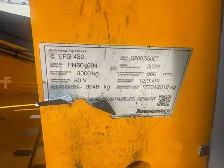 Elektro 4 Rad 2019  Jungheinrich EFG 430 Baujahr 2019/ Stunden 8757/ Akku NEU (8)