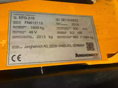 Elektro 3 Rad 2019  Jungheinrich EFG 216 Baujahr 2019 / Stunden 7215 HH 3300 (5)