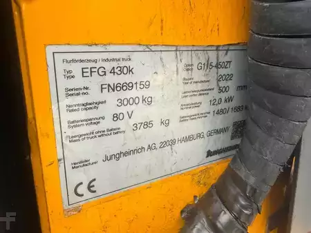 Carrelli elettrici 4 ruote 2022  Jungheinrich EFG 430k Baujahr 2022/ Stunden 6470 Akku 2022 (9)