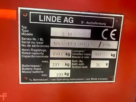 Horizontal-Kommissionierer 1995  Linde  L 16 Baujahr 1995 Akku 2014 HH 3341 Stunden 924 (5)