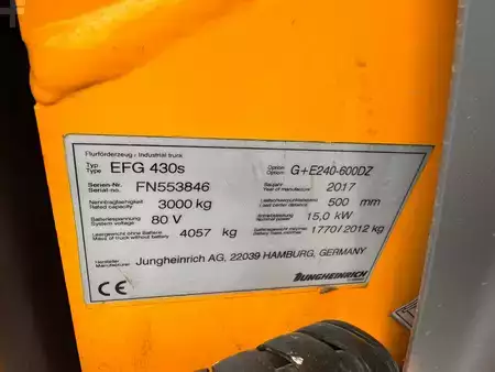 Elektro 4 Rad 2017  Jungheinrich EFG 430s Baujahr 2017/ Stunden 2676 HH 6000 (6)