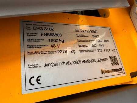 Elektro čtyřkolový VZV 2022  Jungheinrich EFG 316k Baujahr 2022 / Stunden 1919 NEUWERTIG (5)