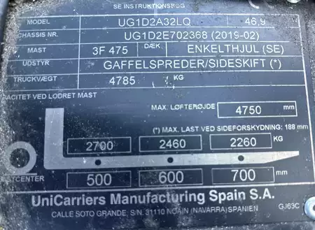 Gas truck 2019  Unicarriers DX32 (9)