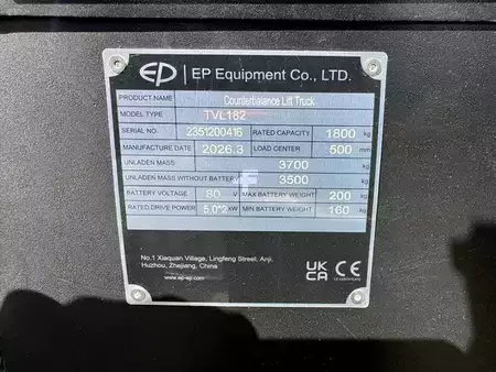 3-wiel elektrische heftrucks 2026  EP Equipment TVL 182 (9)