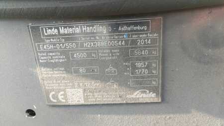 Elektrisk- 4 hjul 2014  Linde E45H-01/550 // Freisichtmast // Doppelzinken // 3. + 4. Ventil //  (8) 