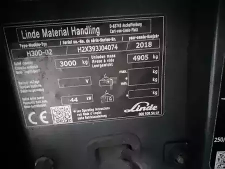 Chariots élévateurs diesel 2018  Linde H30D-02 // Diesel // (9)