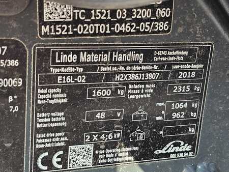 Elektromos 3 kerekű 2018  Linde E16L-02 Triplex nur 3318h (11)
