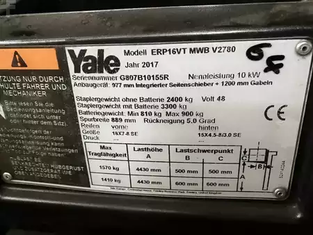 Elektro tříkolové VZV 2017  Yale ERP 16VT - nicht fahrbereit (3)