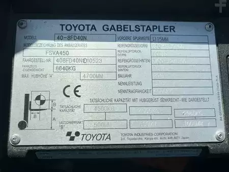 Dieseltruck 2017  Toyota 40-8fd40N 4500kg-500mm T4700mm TOP!!! (12)