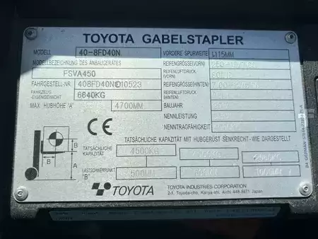 Dieseltruck 2017  Toyota 40-8fd40N 4500kg-500mm T4700mm TOP!!! (9)