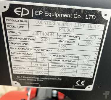 Elektromos 4 kerekű 2021  EP Equipment EFL302, New, Li-Ion, SHT62, HalbKabine, DZH, Trpl.4800mm, DEMO, like NEW,  Rent & Sales (12)