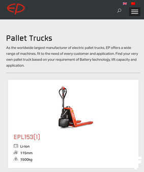 Electric Pallet Trucks 2022  EP Equipment EPL1531 Li-ion, SHT70-71., Paletta emelő (6)