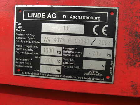Wózek wysokiego podnoszenia 2003  Linde L10 Batterie NEU (4)