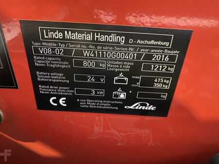 Vertikální vychystávací vozík 2016  Linde V 08-02 / 1110 (3) 