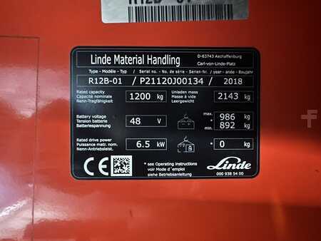 Chariot à mât rétractable 2018  Linde R 12 B 01 ( 1120 ) (3)