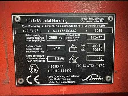 Pallestabler 2018  Linde L 20 AS - Atex Proplan EX  2GD / Zone 1 - 21 - 22 * DEMO !! (3)