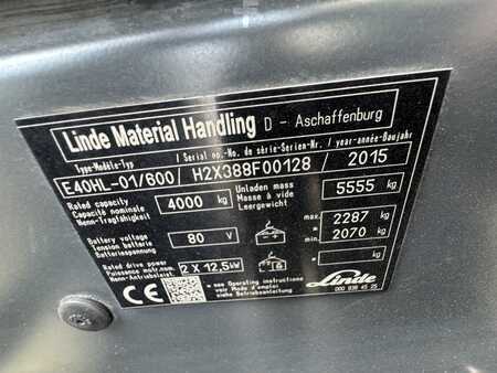 Sähkö - 4 pyör 2015  Linde E 40 HL 600 - 388 / 01 * Triplex FFL !! (3)